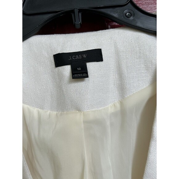 J Crew Size 12 Women’s Ivory Double Breasted Blazer Stretch 100% Linen - Picture 4 of 8